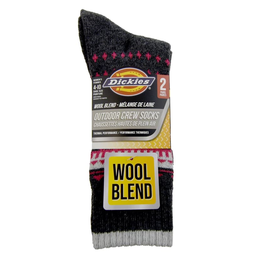 Dickies Women's Thermal Wool Blend Socks, Moisture-Wicking, 2-pk, Charcoal