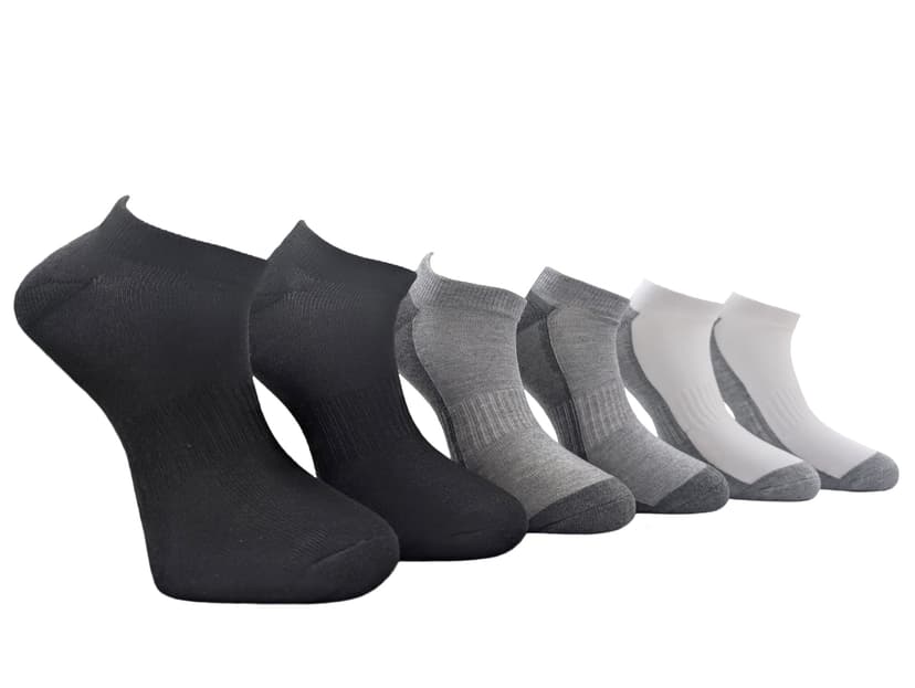 Outbound Men's Athletic Low Cut Crew Socks with Arch Support, Black/Heather Grey/White, 6-pk