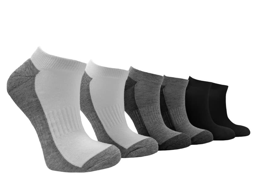 Outbound Women's Athletic Low Cut Crew Socks with Arch Support, Black/Heather Grey/White, 6-pk