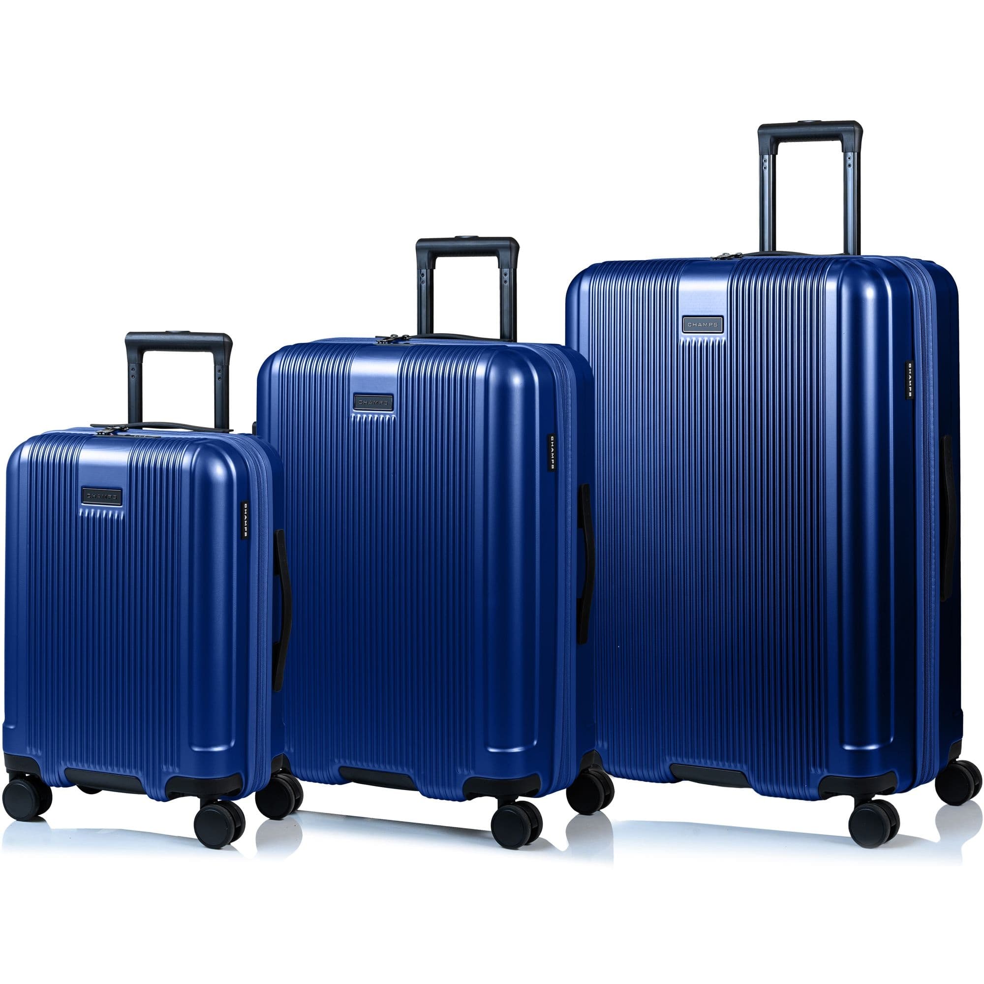 Champs 3-Piece Marquis Hardside Expandable Spinner Wheel Travel Luggage Suitcase Set with Carry On & TSA Lock, Navy