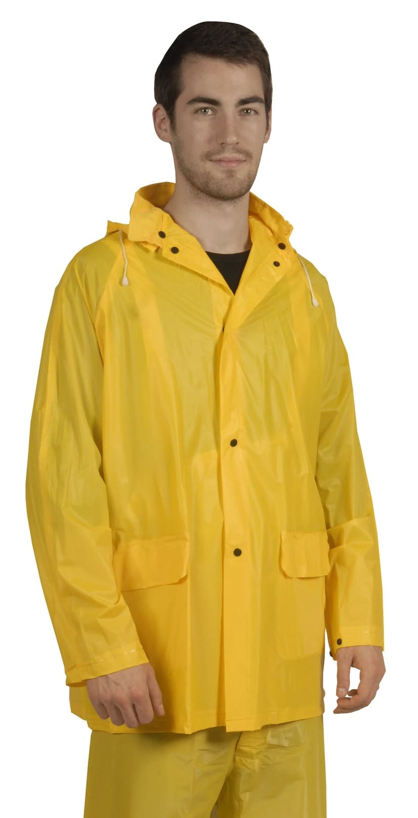 Wetskins Adult Industrial Waterproof Vinyl Hooded Rain Jacket with Snap Closure, Yellow