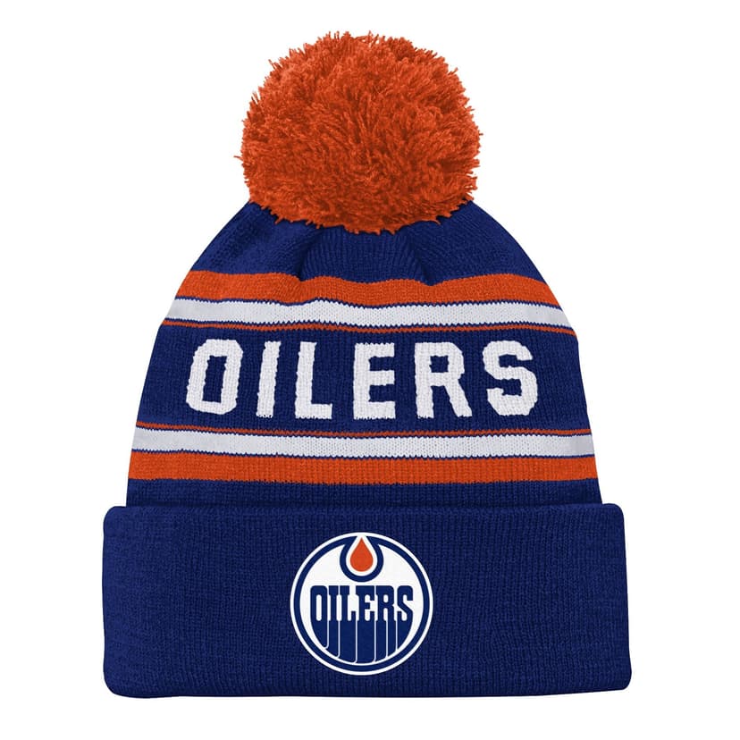 NHL Edmonton Oilers Jacquard Cuffed Knit Pom Toque, Youth