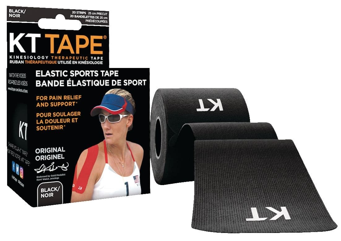 KT Tape® Original Cotton Precut Elastic Kinesiology Therapeutic Sports Tape, Black