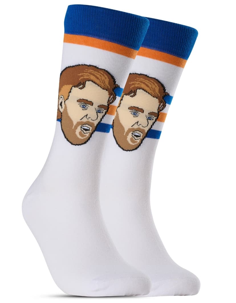 Major League Socks NHL Edmonton Oilers Connor McDavid "Sockey" Crew Socks, White, One Size