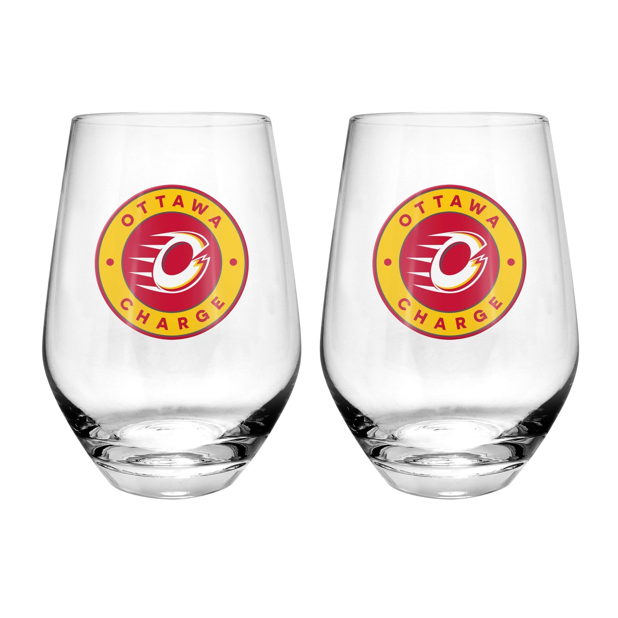 PWHL Ottawa Charge Stemless Wine Glass, 19-oz, 2-pk