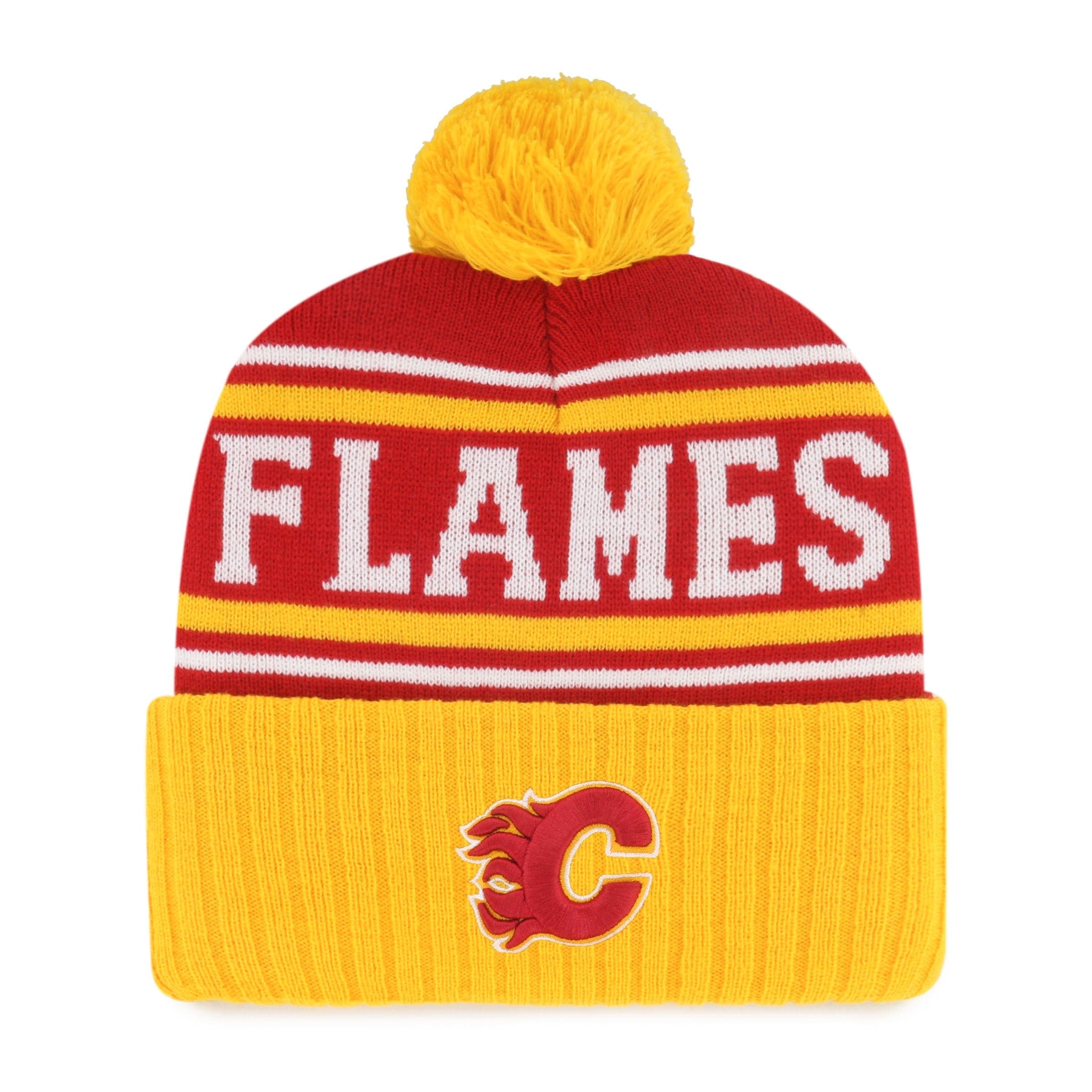 Fan Favorite NHL Calgary Flames Adult Standard Mass Knit Toque with Snappy Cuff and Pom Pom