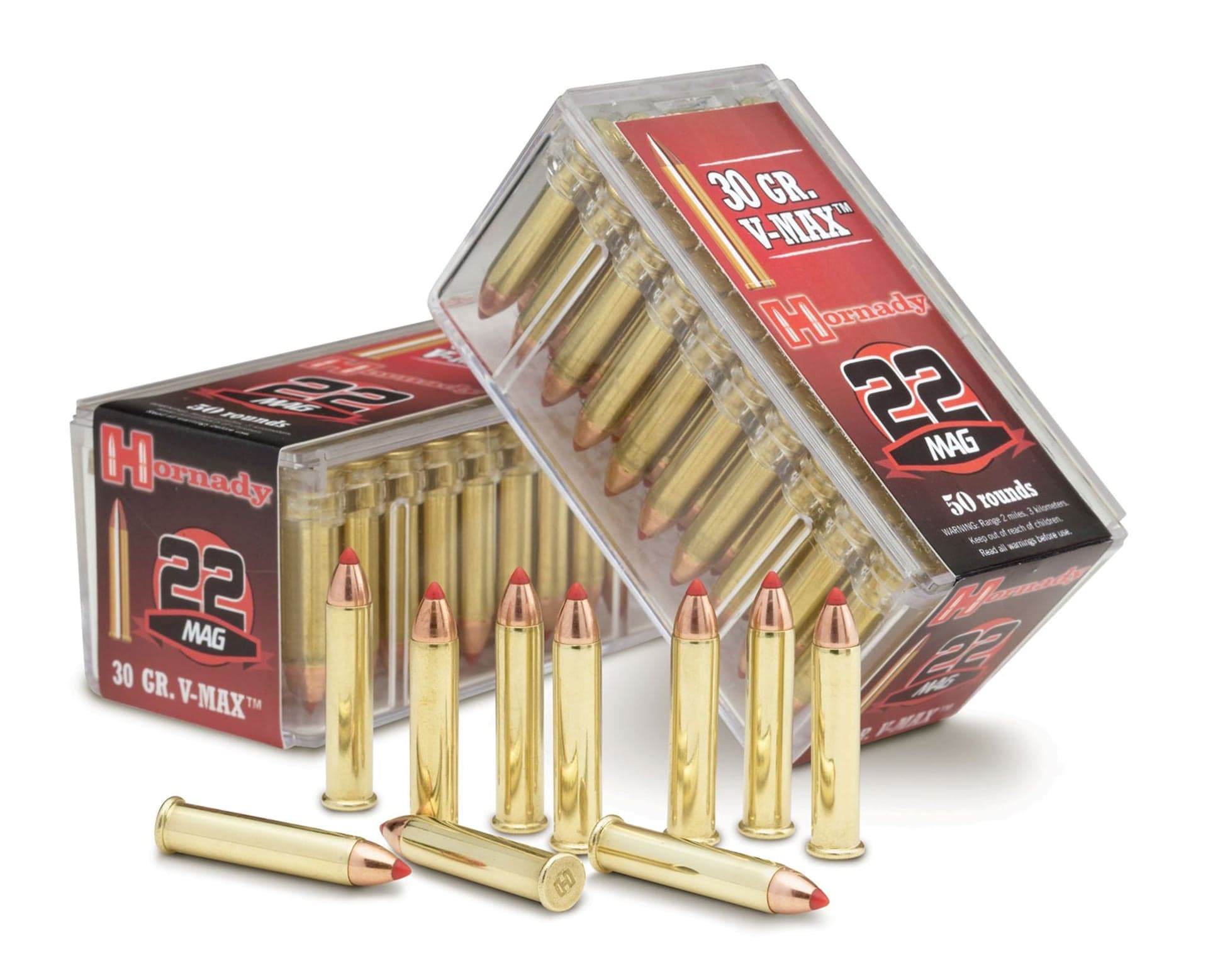 Hornady 22 Mag V-MAX 30 Grain Rifle Ammunition, 50-pk