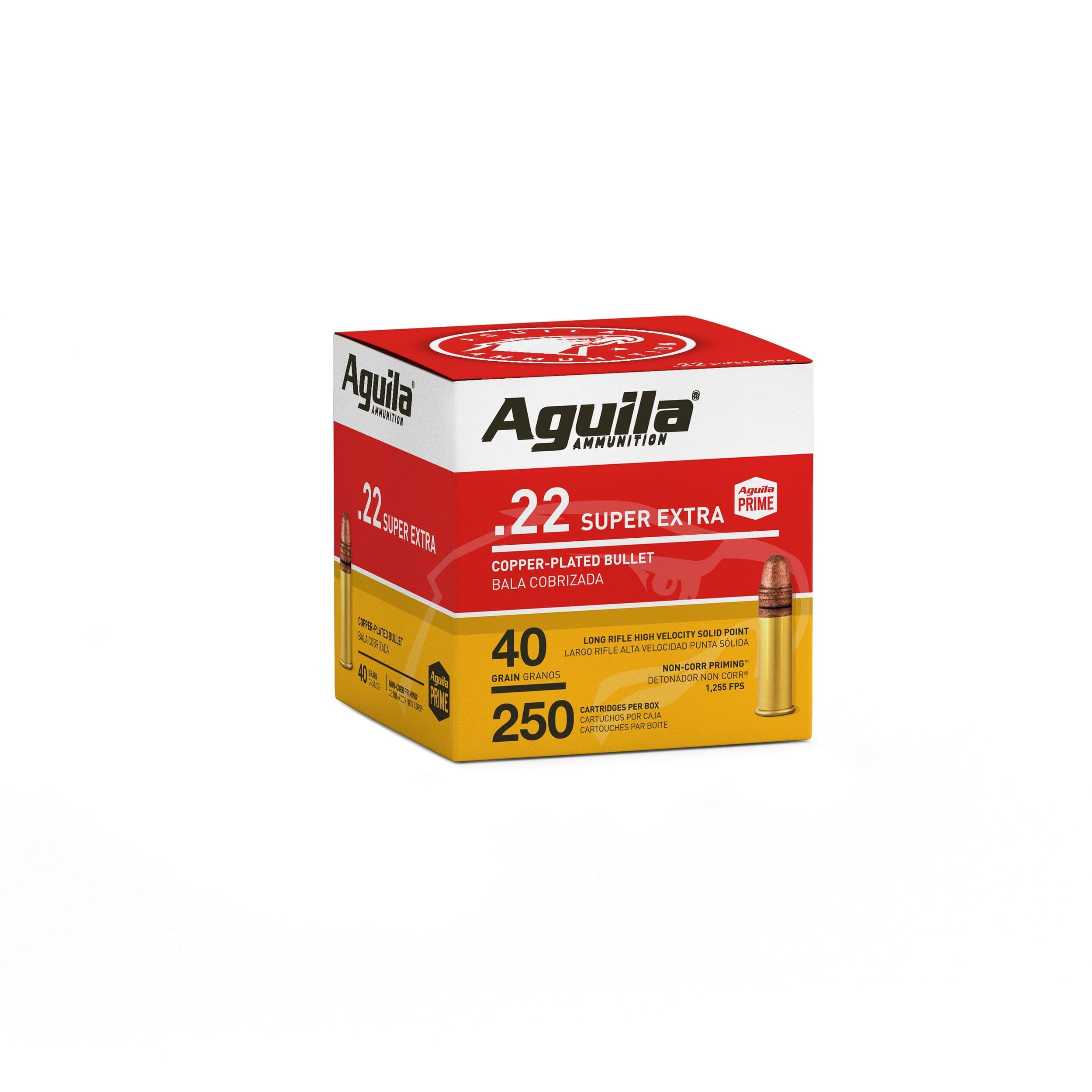 Aguila .22 40-Grain Super Extra LR Solid Point Copper-Plated Ammunition, 250-pk