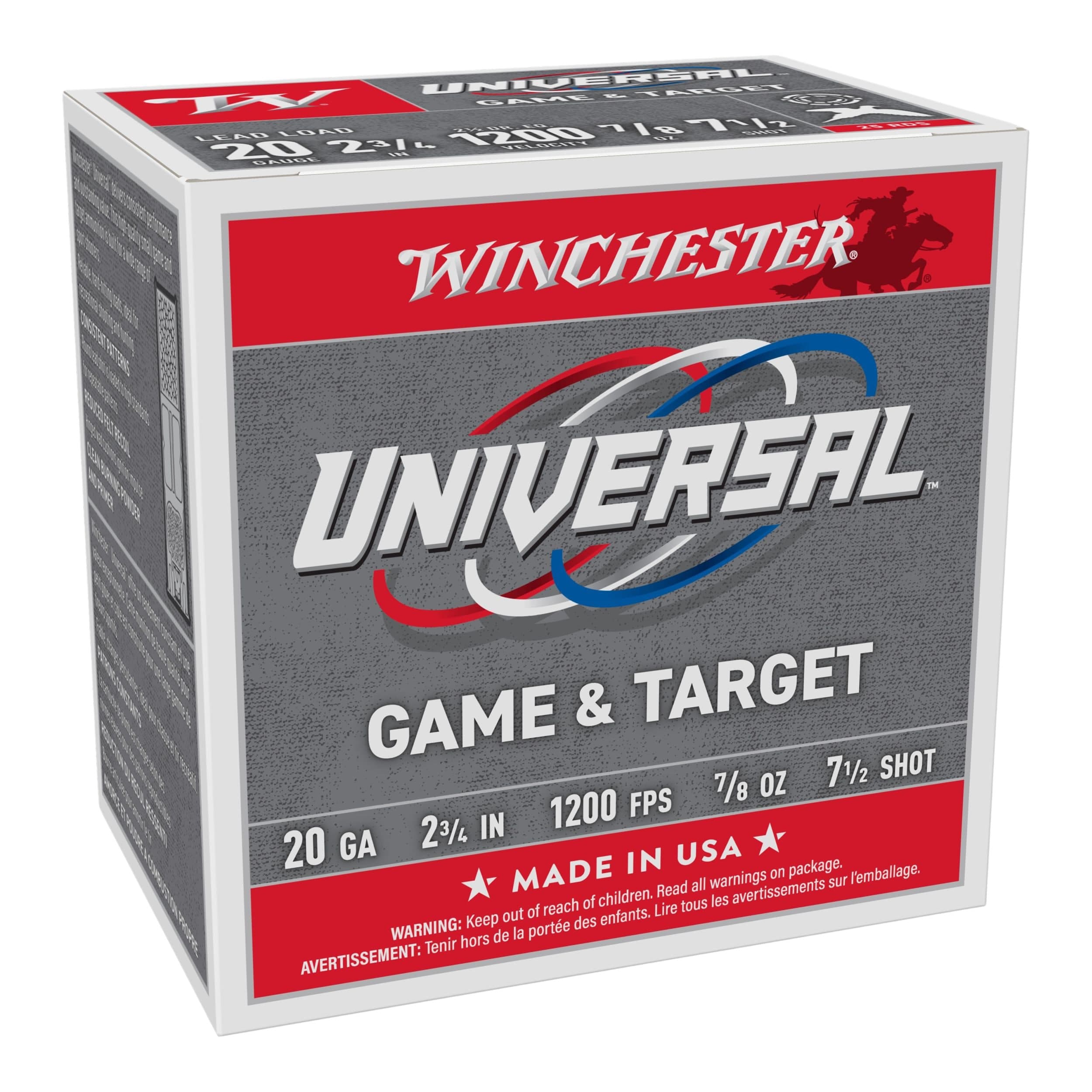 Winchester Universal Game & Target Load 20-Gauge #7.5 Shotshell Ammunition, 2-3/4-in, 7/8-oz