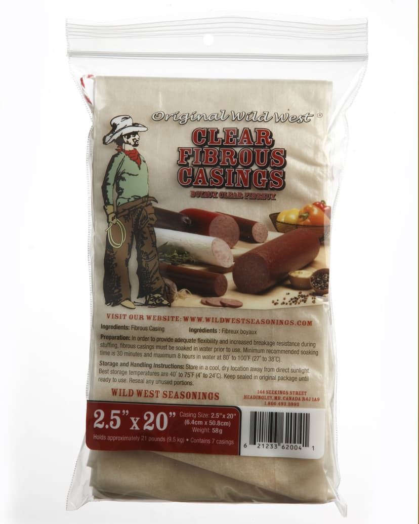 Original Wild West Clear Fibrous Casings, 2.5 x 20-in