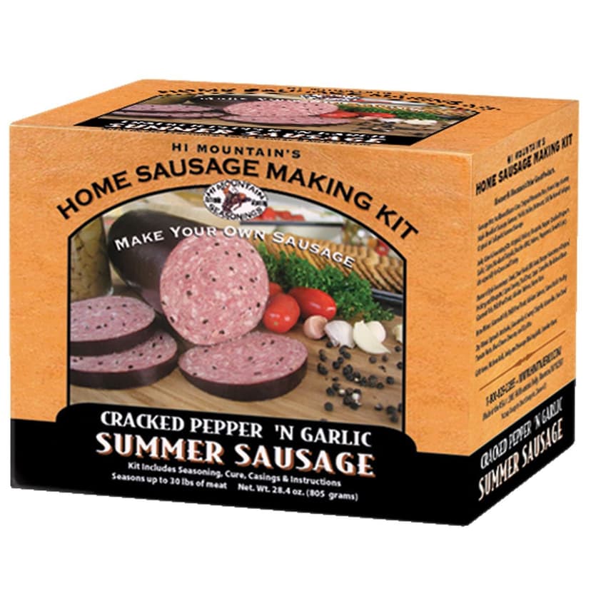 Hi Mountain's Make Your Own Home Summer Sausage Making Kit, Cracked Pepper 'N Garlic, 805-g