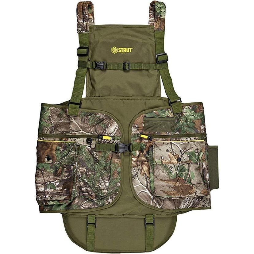 Strut Adjustable Padded Shoulder Straps Hunting Turkey Vest, RealTree Edge, L/XL