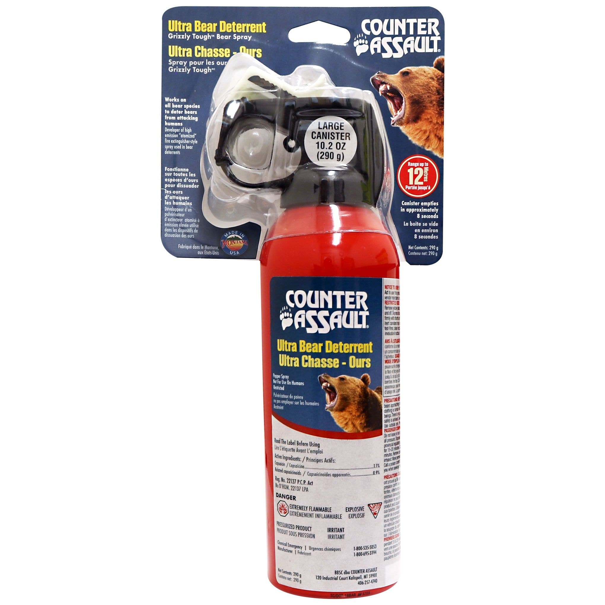 Counter Assault Bear Spray Deterrent, 40-ft Spray, 290-g