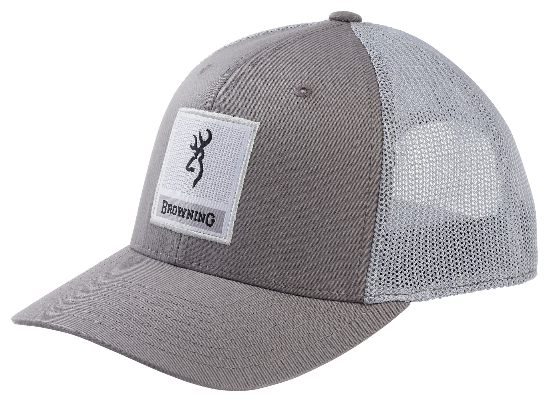 Browning Hat 2 Grey Embordered Patch with Buck Logo