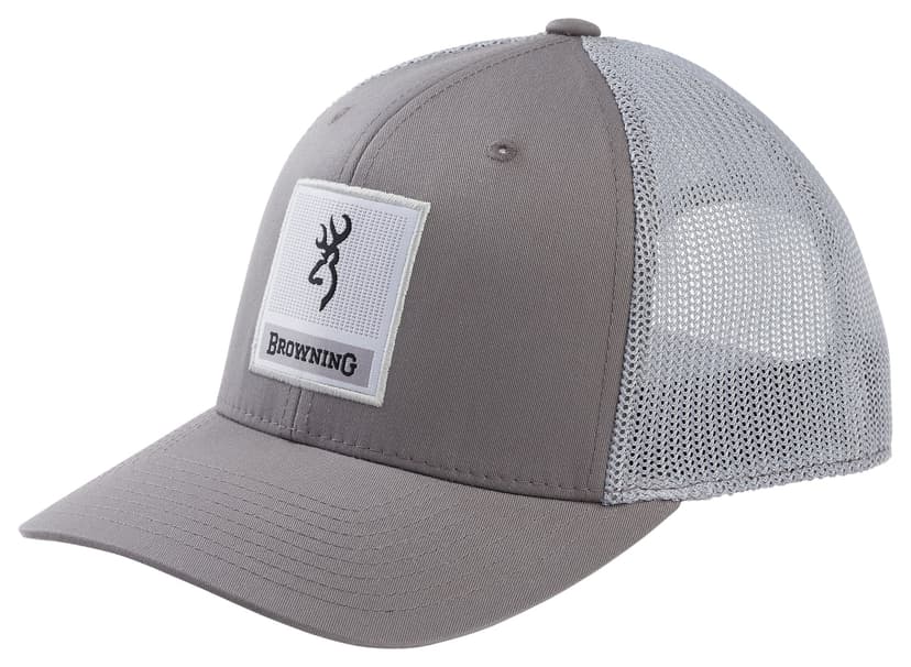 Browning Hat 2 Grey Embordered Patch with Buck Logo