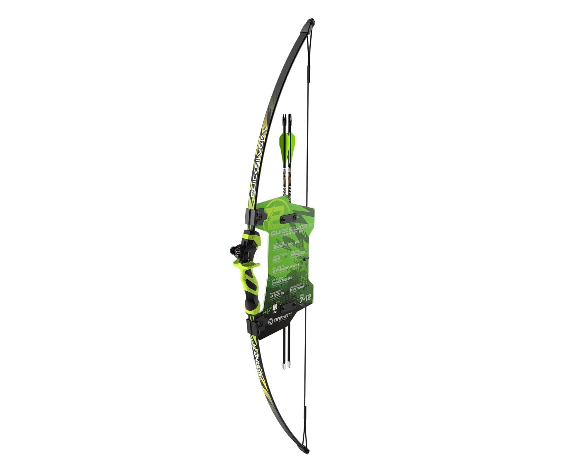 Barnett Youth Kids' Quick Silver G3 Recurve Bow Combo, Ambidextrous Riser Design