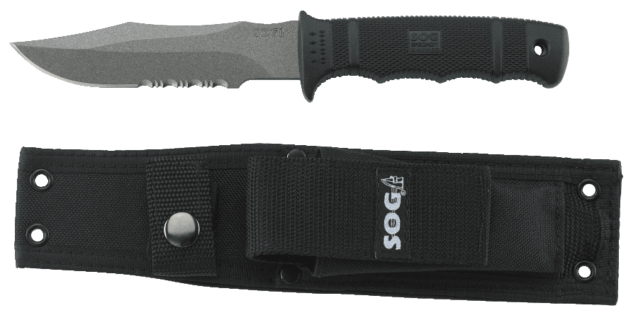 SOG Tactical Hunting Knife with Nylon Sheath & Belt Attachment, 4-3/4-in