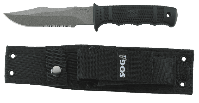 SOG Tactical Hunting Knife with Nylon Sheath & Belt Attachment, 4-3/4-in
