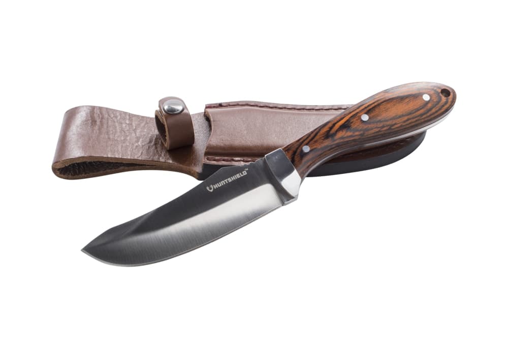 Huntshield Small Game Skinner Knife w/ Brown Leather Sheath