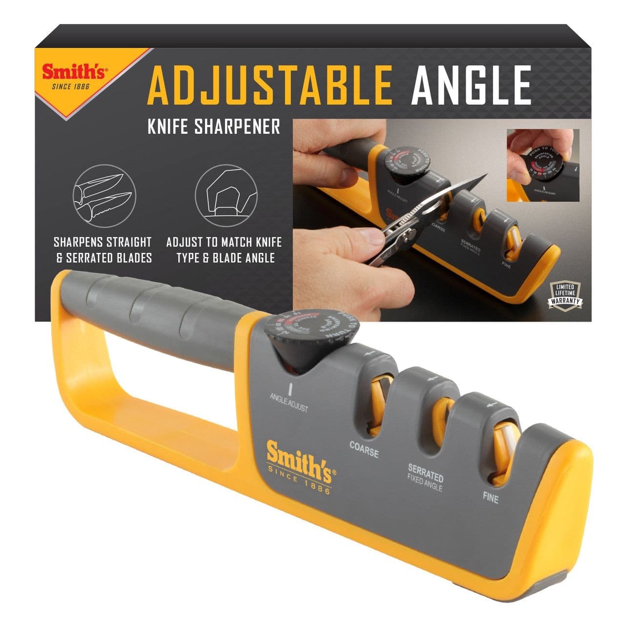 Smith's Adjustable Angle Pull-Thru Knife Sharpener, 2-Stage