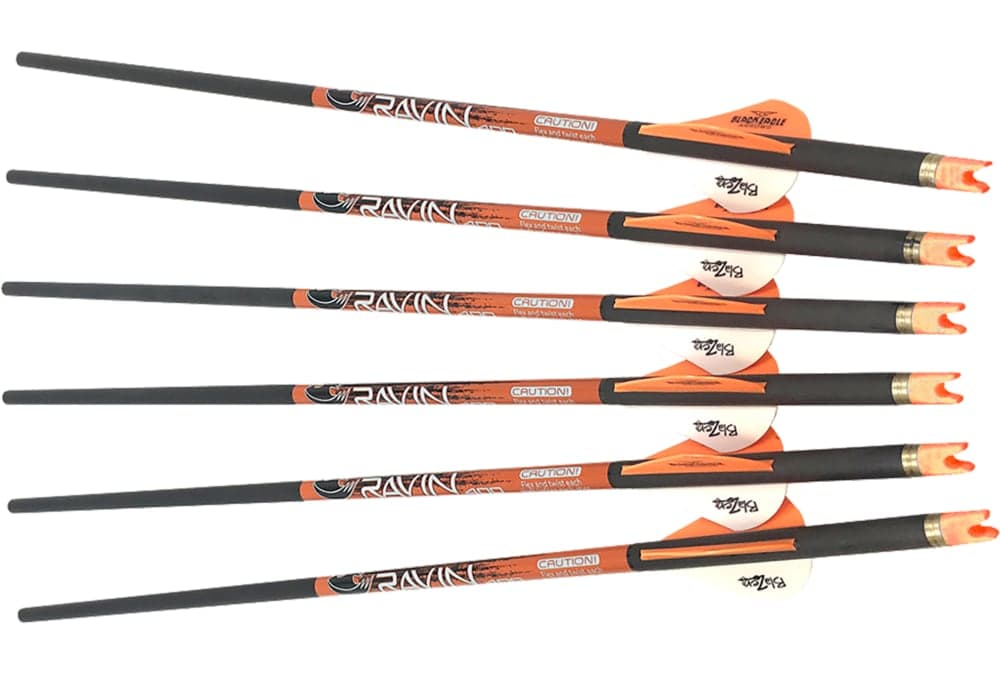 Ravin Hunting Crossbow Arrows w/ 100 Grain Field Tips/Broadheads, Orange, 6-pk