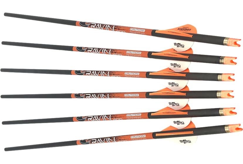 Ravin Hunting Crossbow Arrows w/ 100 Grain Field Tips/Broadheads, Orange, 6-pk