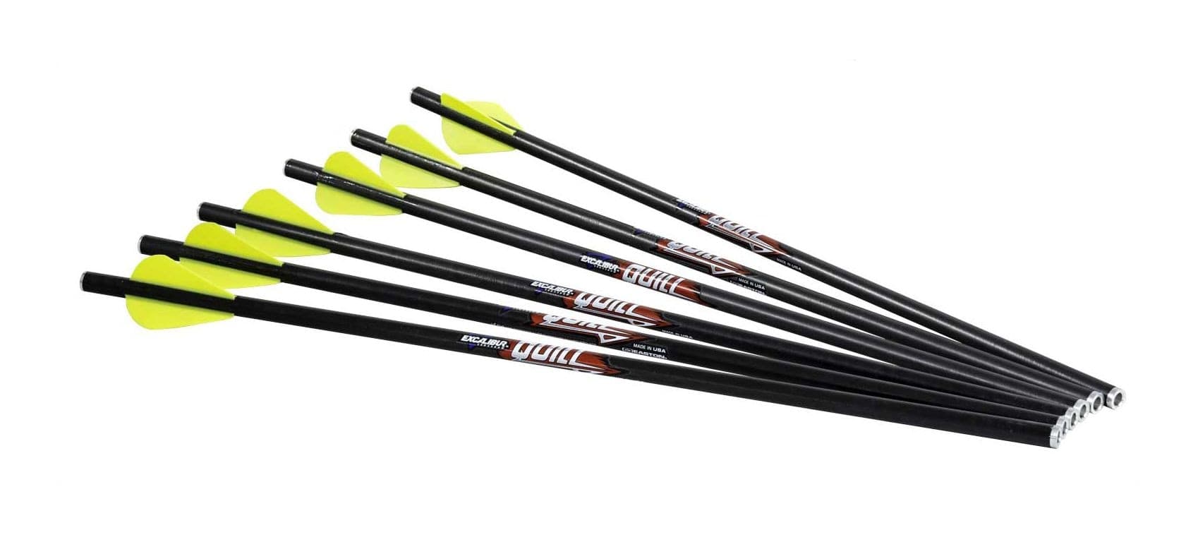 Excalibur Quill Carbon Shaft Hunting Crossbow Arrows, 16.5-in, Black/Yellow, 6-pk