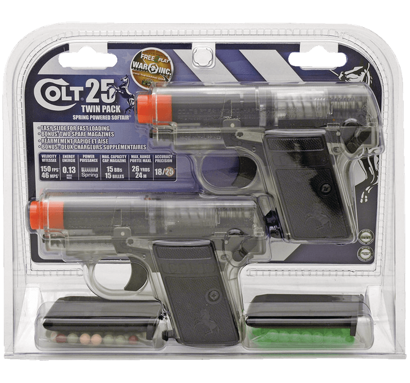Colt 25 Twin Pack Spring Powered Airsoft Pistols, 200 FPS, 70 BB Capacity