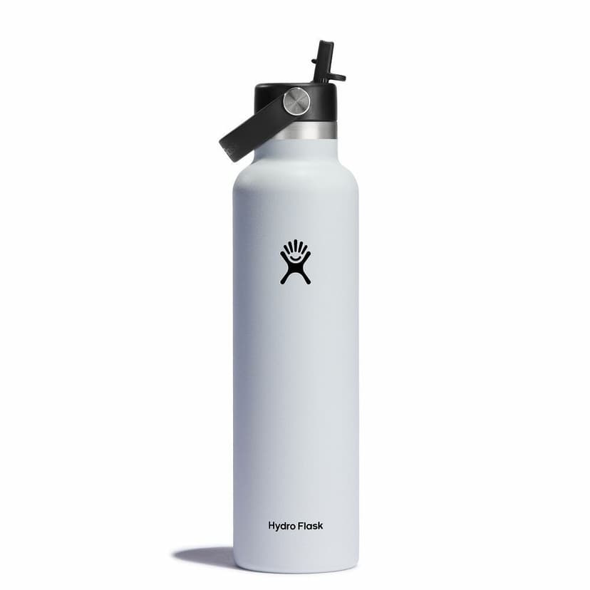Hydro Flask Standard Stainless Steel Insulated Travel Water Bottle with Flex Cap, White, 24-oz