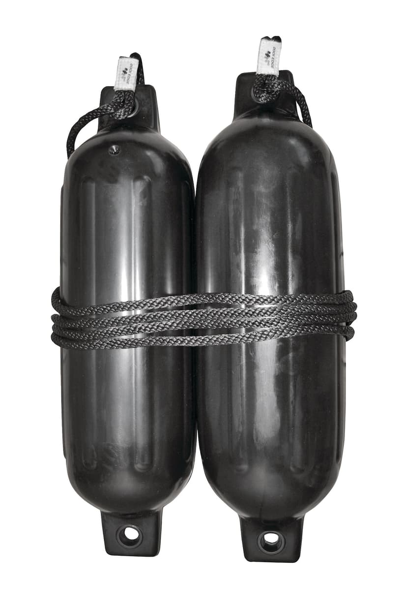Dock Edge PVC Ribbed Twin Eyes Boat Fenders, 2-pk, Black, 5.5-in x 20-in