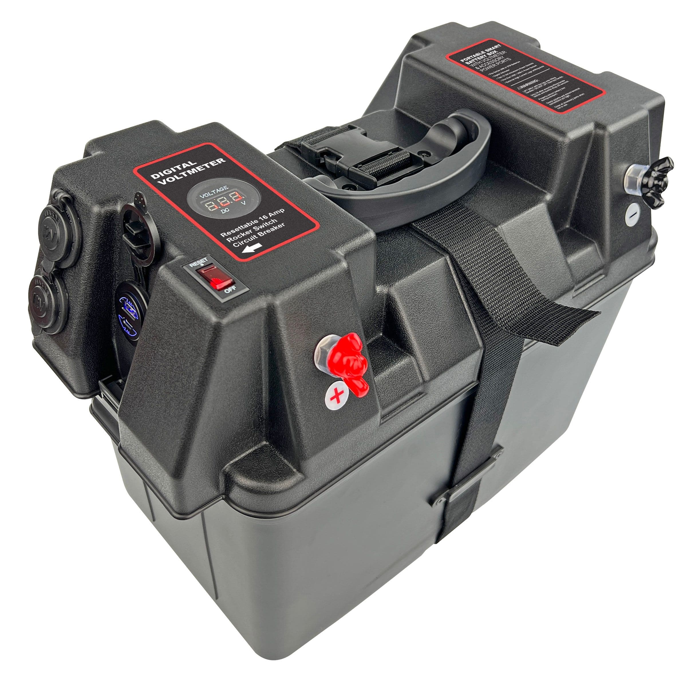 Battery Box Power Station with Charge Indicator, Black