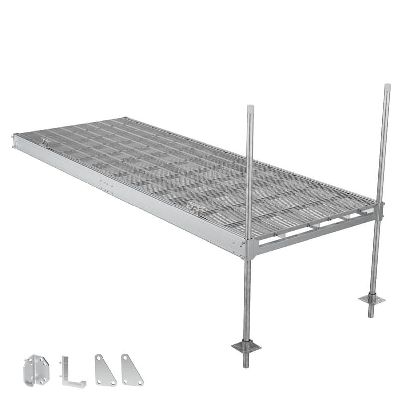 MultiNautic Aluminum Post Dock with Polymer Decking, 4-ft 3-in x 12-ft