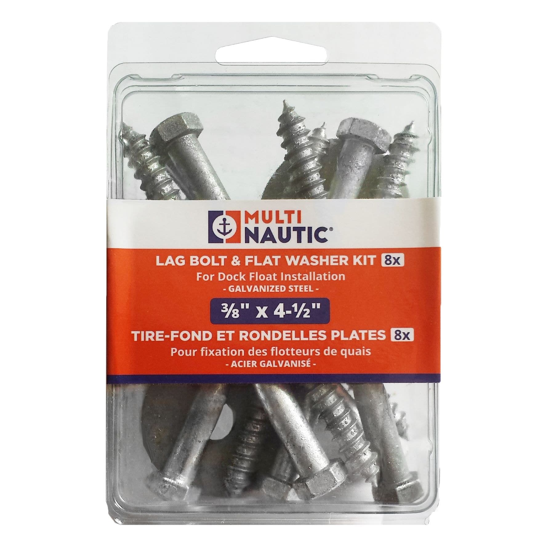 MultiNautic 3/8-in x 4-1/2-in Lag Bolt with 1-3/4-in Washer, 8-pk