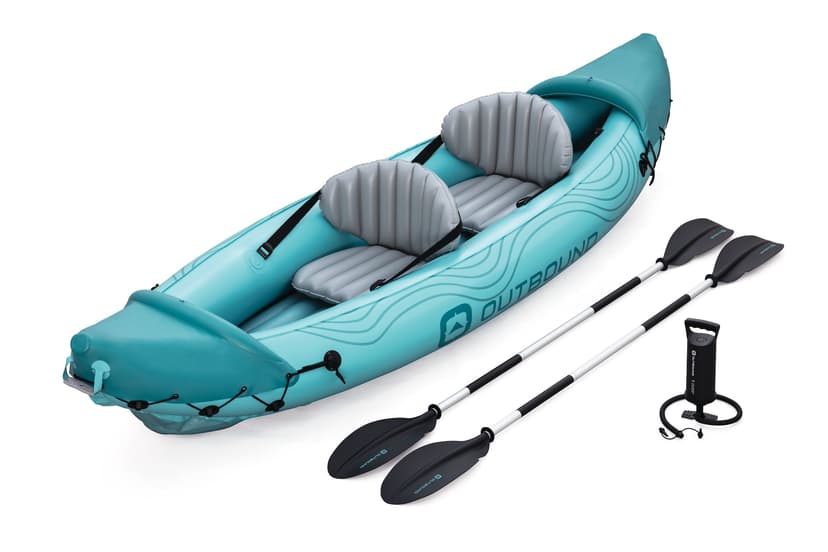 Outbound Inflatable Kayak with Paddle and Pump, 2-Person, Teal