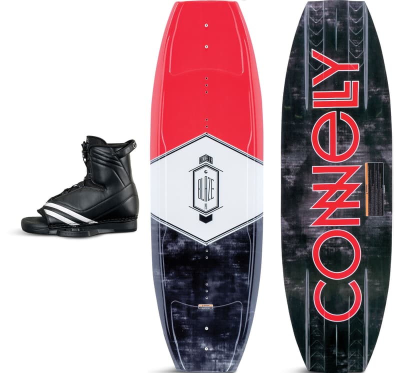 Connelly Blaze Youth/Adult 1-Person Wakesurf Board Set w/Boots, White/Red, 4.6-ft