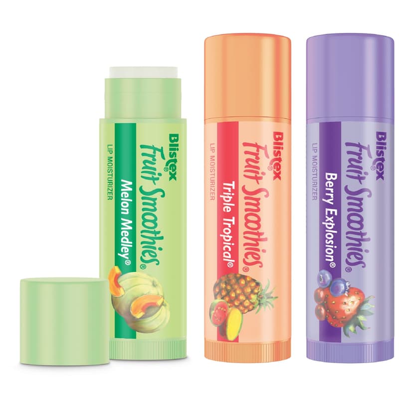 Blistex Fruit Smoothies Moisturizing Lip Balm For Dry & Cracked Lips, SPF 15, 3-Pack