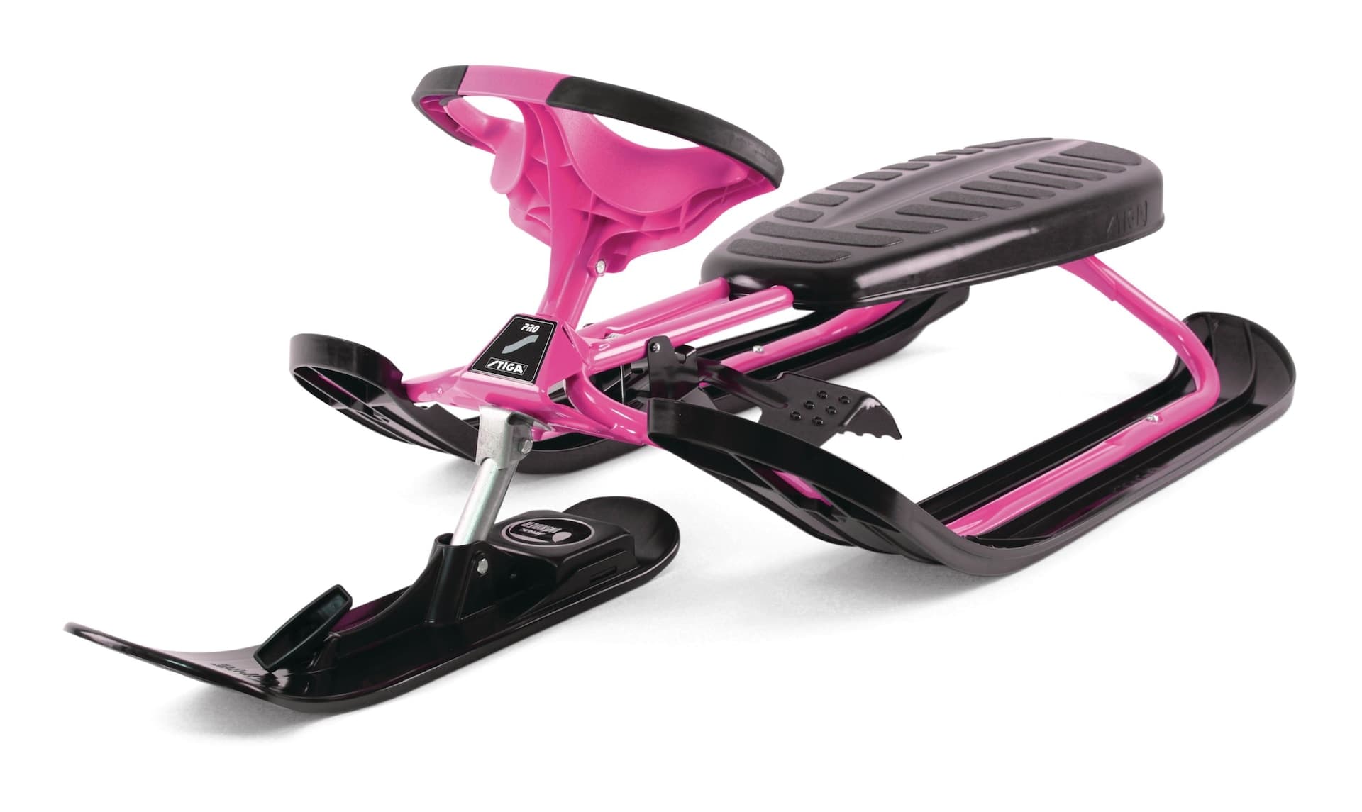 Stiga GT Racer Curve Kids' 1-Person Winter Snow Ski Sled w/ Steering Wheel & Brakes, Assorted Colours
