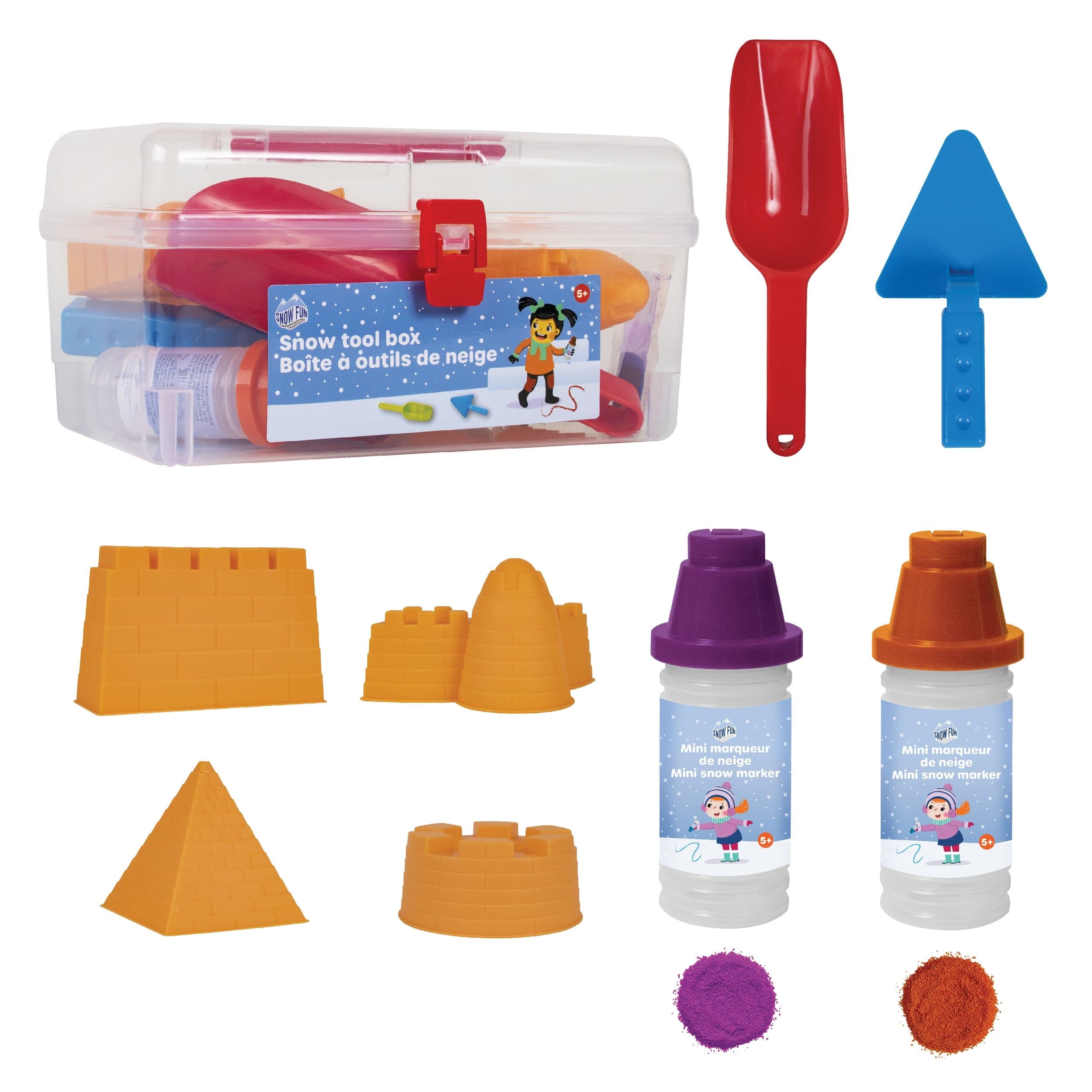 Snow Fun Kids' Snow Tool Box Set w/ Molds, Markers Winter Outdoor Snow Building/Art Toy, Ages 5+