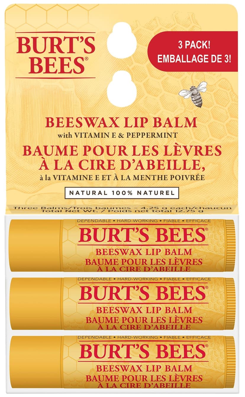 Burt's Bees Beeswax Lip Balm with Vitamin E & Peppermint, 3-pk