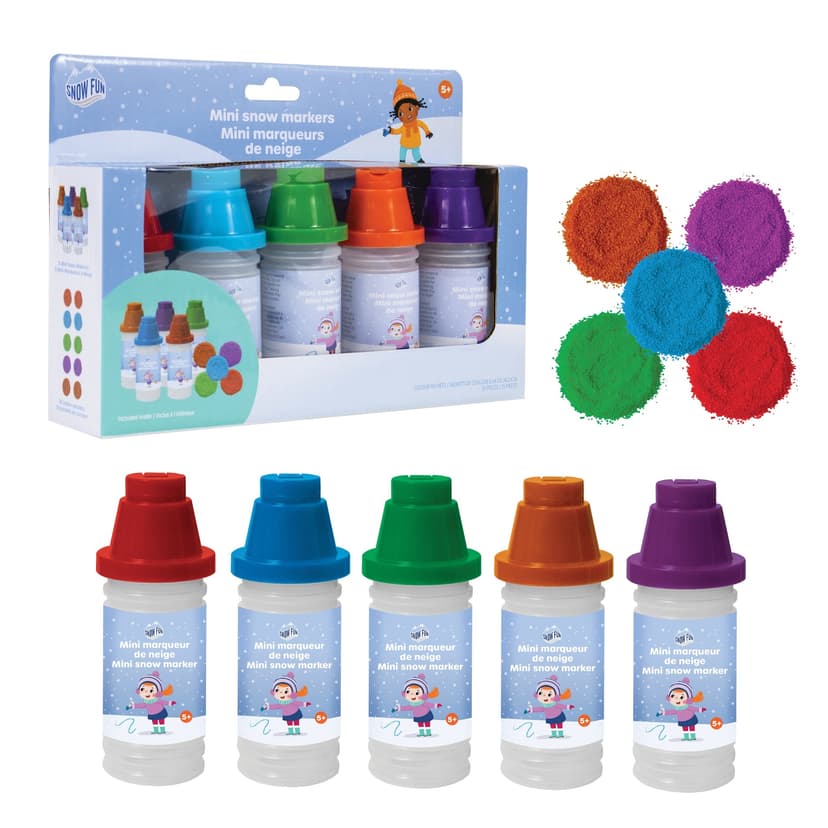 Snow Fun Kids' Multi-Colour Mini Snow Markers Set, Winter Outdoor Snow Artist Toy, 5-Pack, Ages 5+