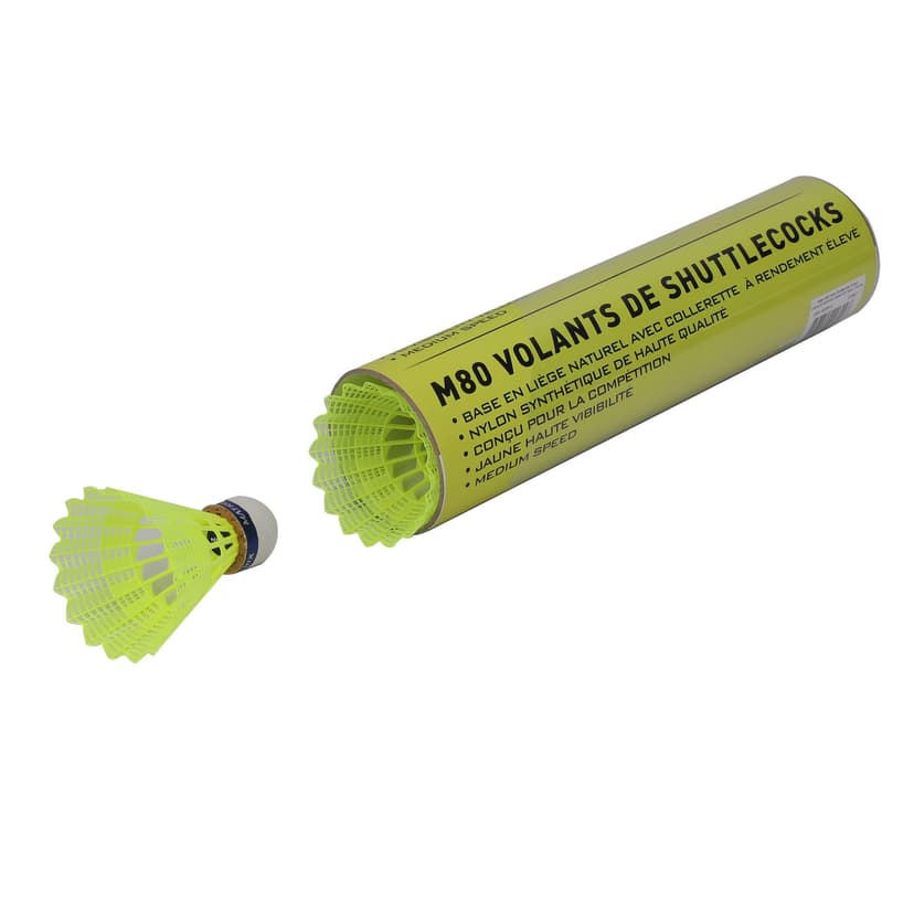 Matrix M80 Nylon Shuttlecock Birdie with Cork Head, Yellow, 6-pk