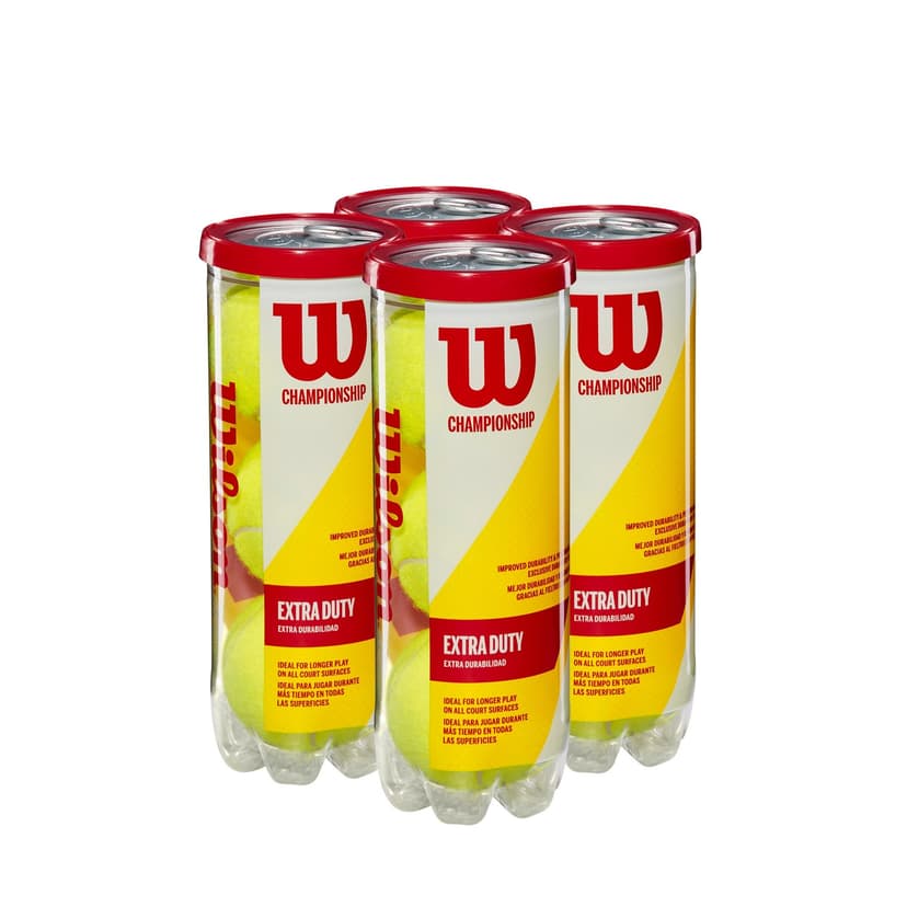 Wilson Championship Extra-Duty Tennis Balls, Yellow, 4-pk