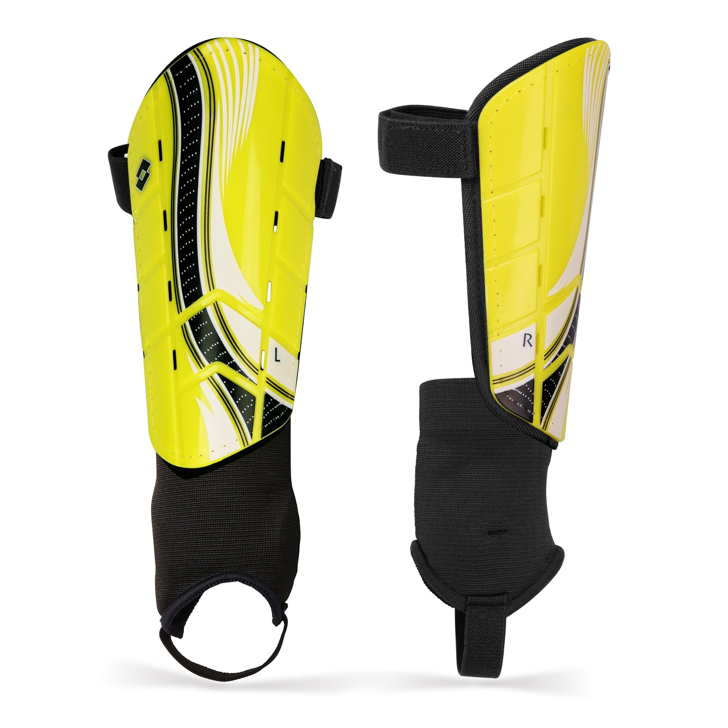 Lotto Shin Guard with Fleece Lining, Yellow, Suitable for 5-13 years, Junior