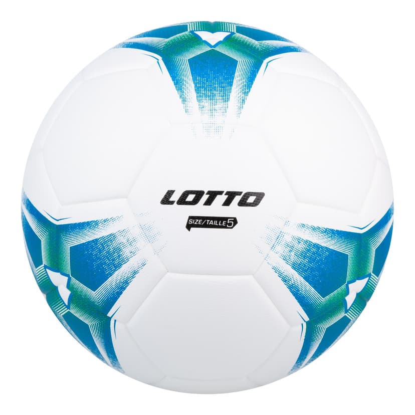 Lotto Thermobonded Soccer Ball for Youth/Adults, Water-Resistant, White/Blue, Size 5