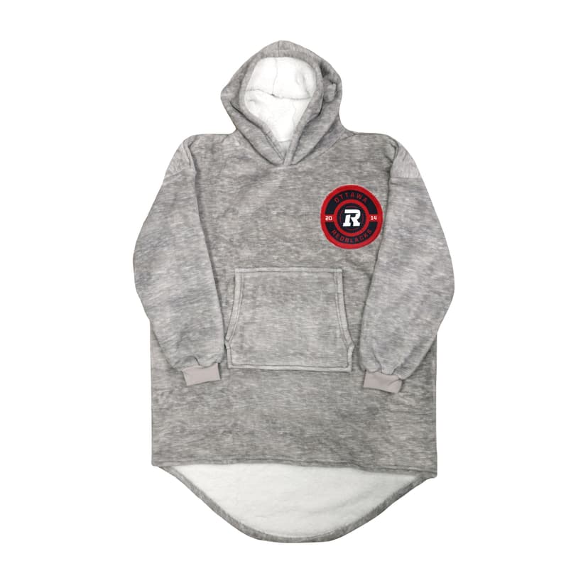 CFL Ottawa Redblacks Snuggle Me Game Time Wearable Hooded Blanket, Grey, Adult, One Size