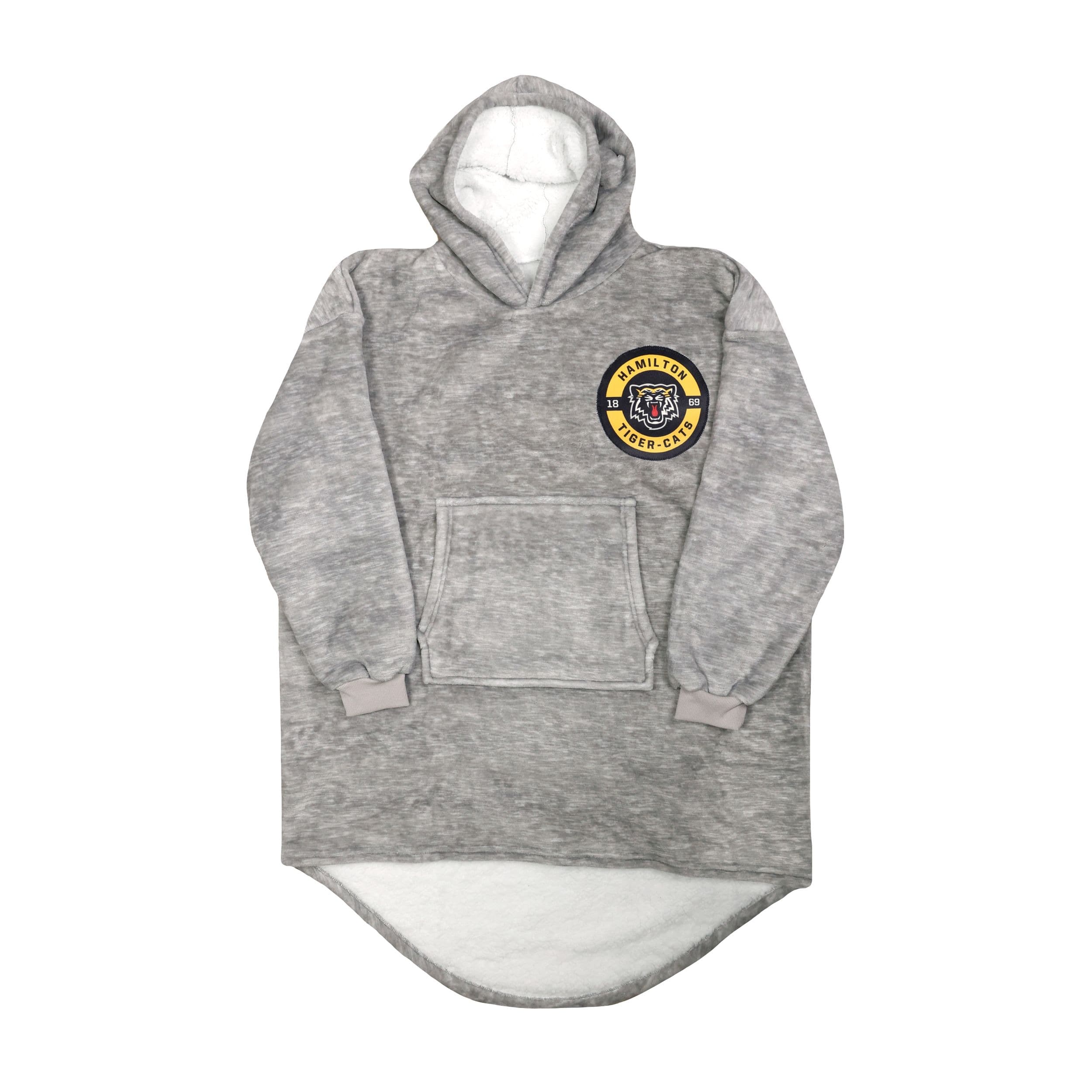 CFL Hamilton TigerCats Snuggle Me Game Time Wearable Hooded Blanket, Grey, Adult, One Size