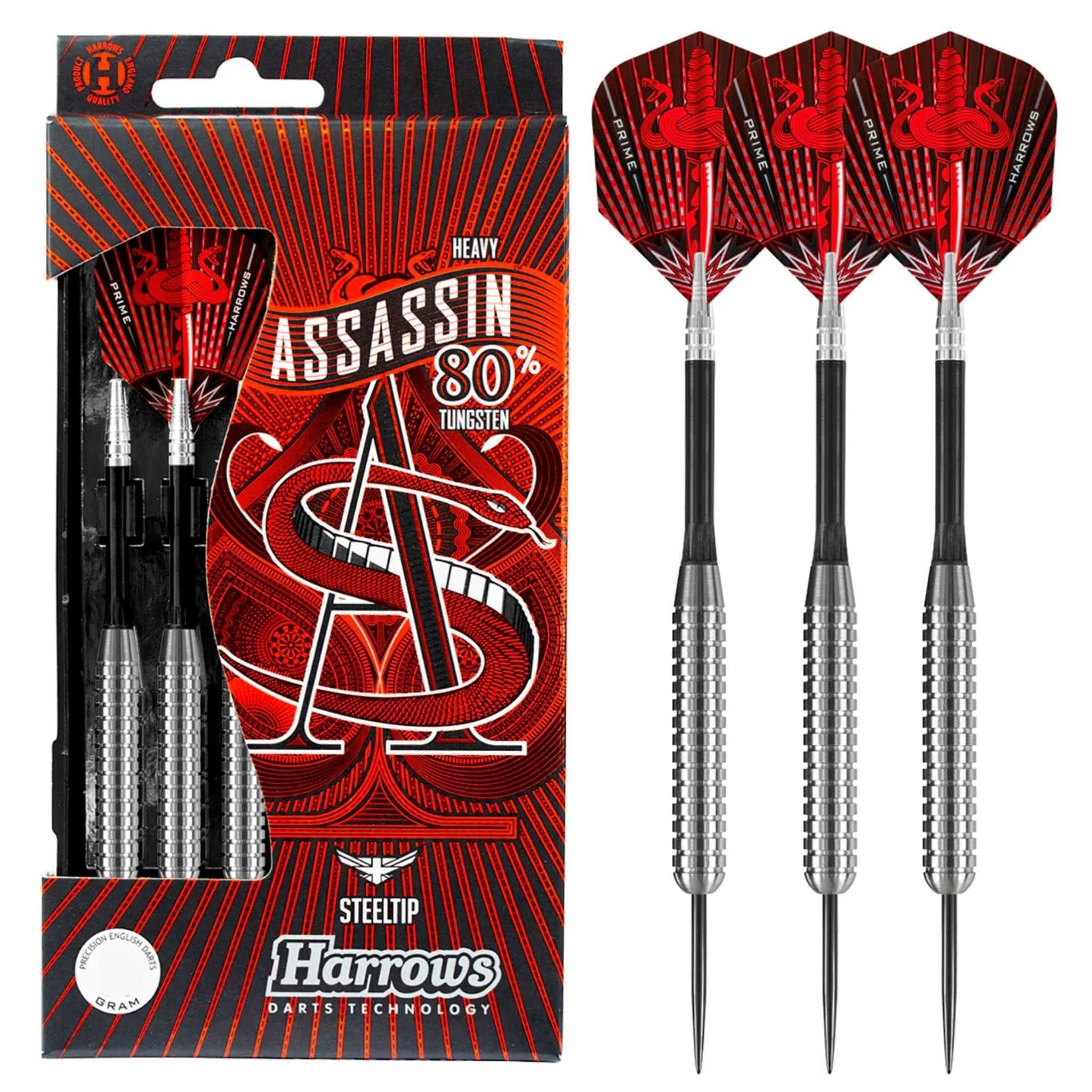 Harrows Assassin 80 Percent Tungsten Darts, Ringed, 32-g, Red