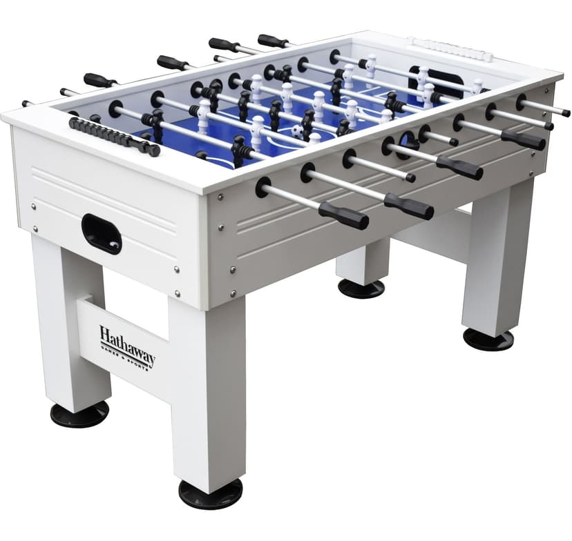 Hathaway Highlander Outdoor Foosball Soccer Game Table w/ Waterproof Surface, White, 55-in