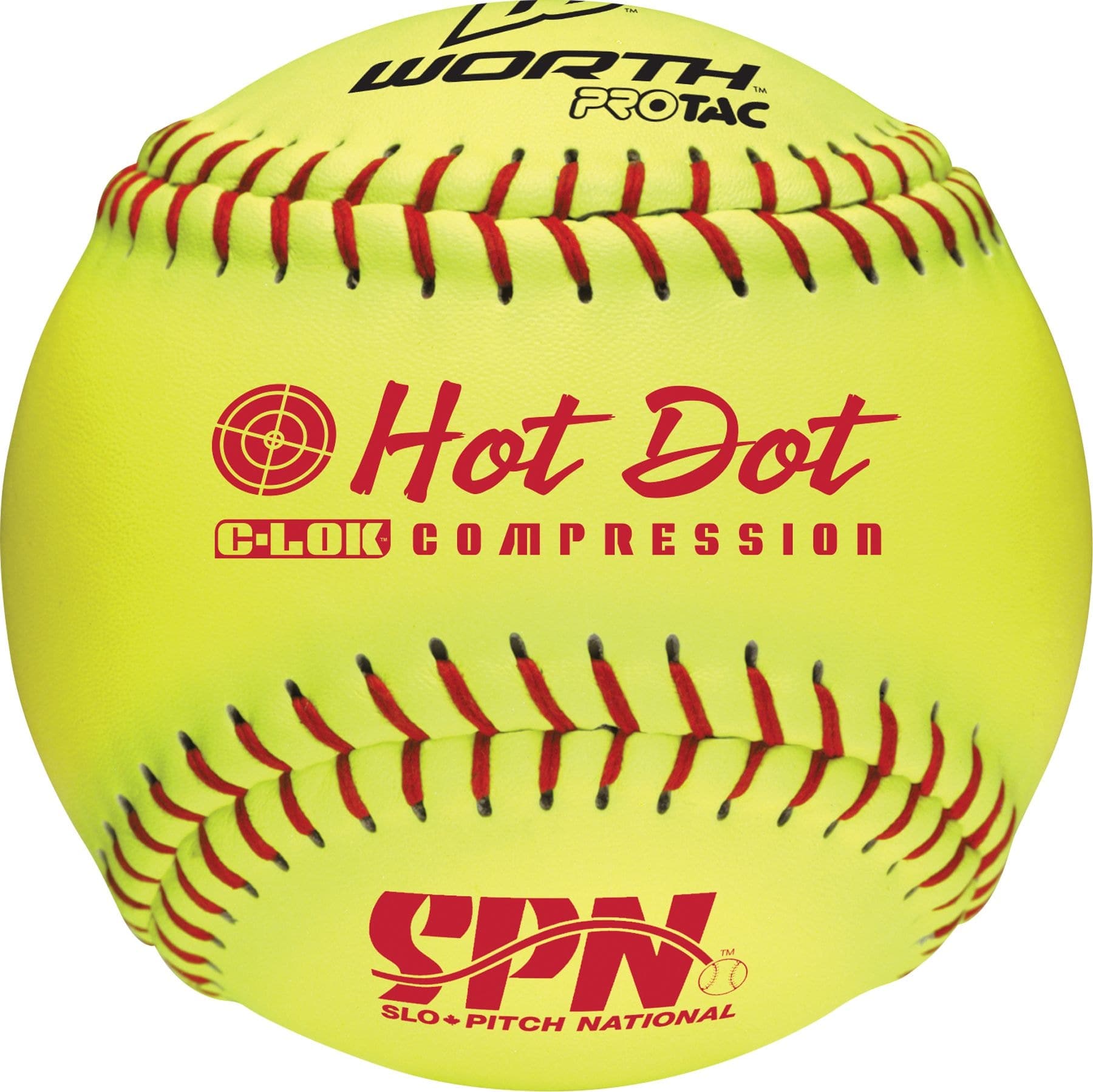 Worth Hot Dot SPN Softball, Yellow, 12-in