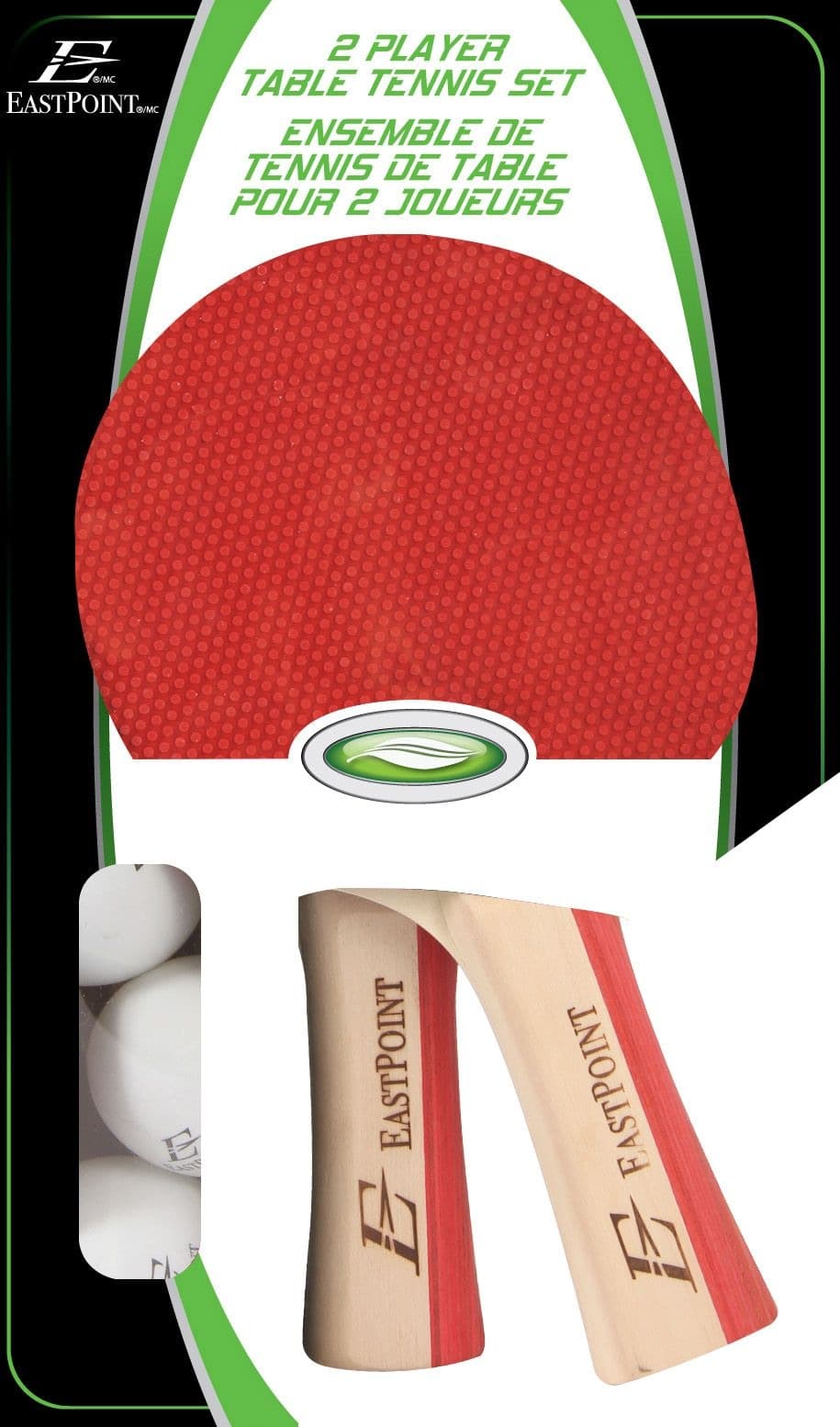 EastPoint 2-Player Table Tennis/Ping Pong Set w/ Paddles/Rackets & Balls, 5-pc